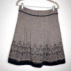 Ann Taylor Loft Vintage Brown A Line Wool Blend Herringbone Skirt size 4P
